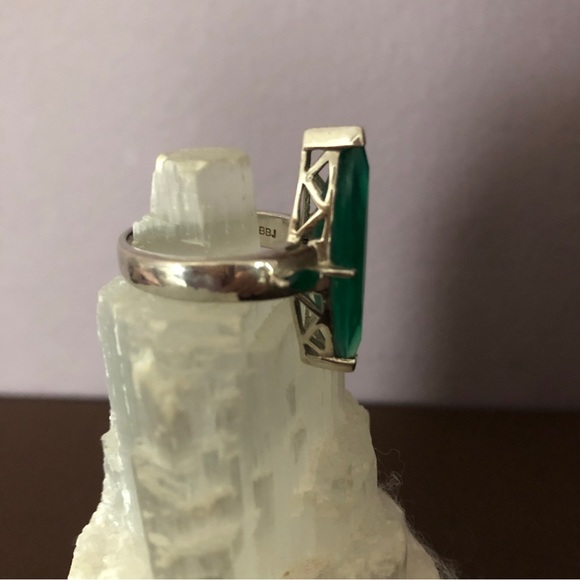 Artisanal Chrysoprase ring Sterling Silver 925 Green  sz 8 - Picture 5 of 5